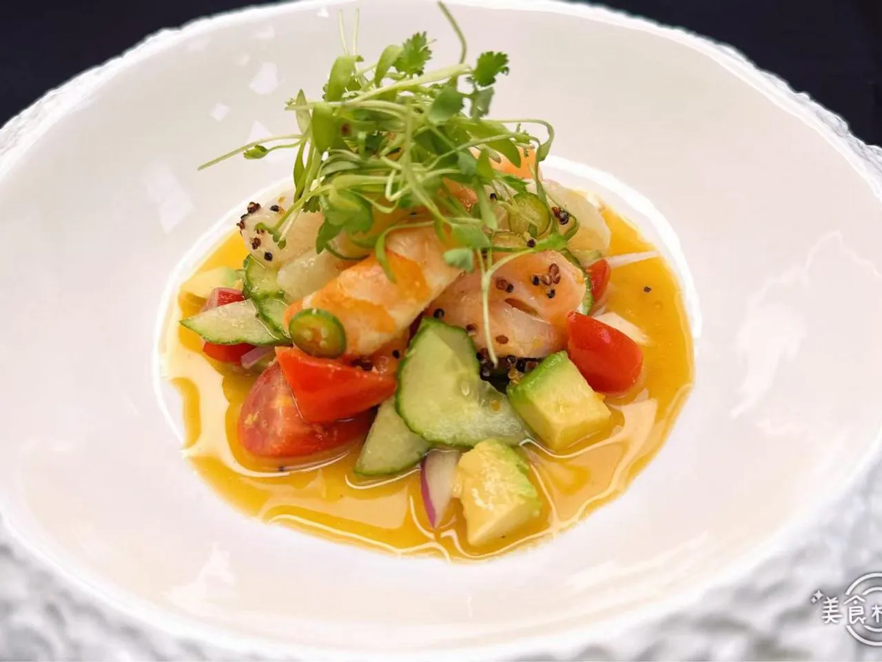 Fresh shrimp ceviche with avocado, cucumber and mango sauce at Torii Japanese Inspired, a Japanese